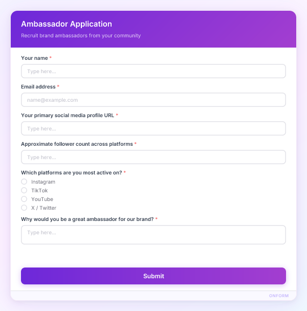 Ambassador Application preview