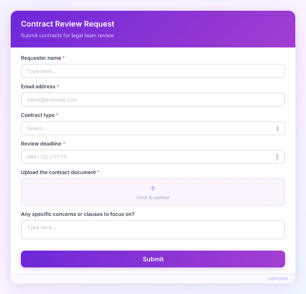 Contract Review Request preview