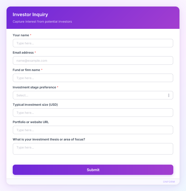 Investor Inquiry preview