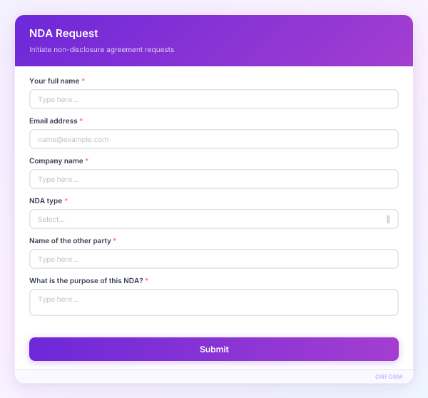 NDA Request preview