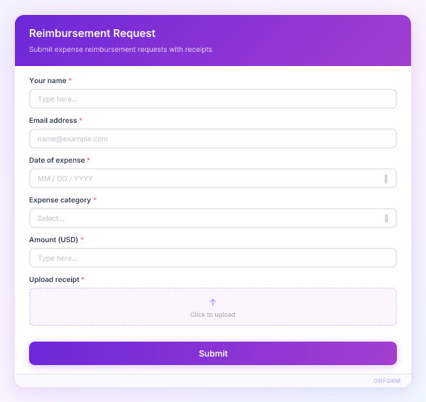 Reimbursement Request preview