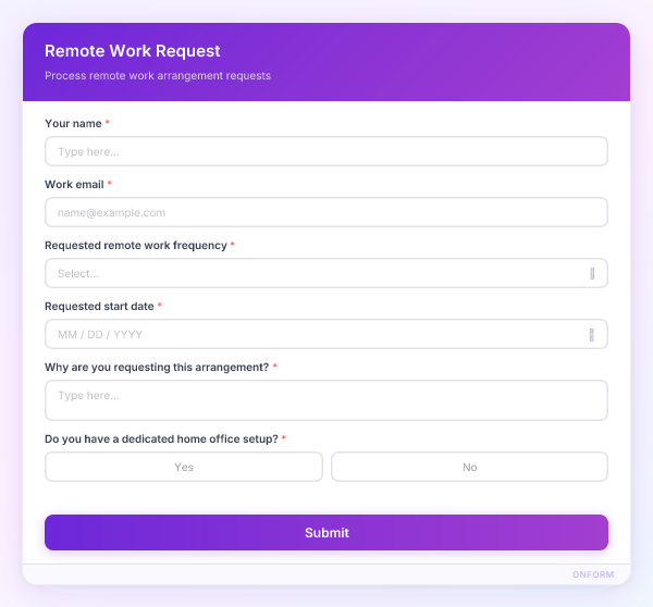 Remote Work Request preview