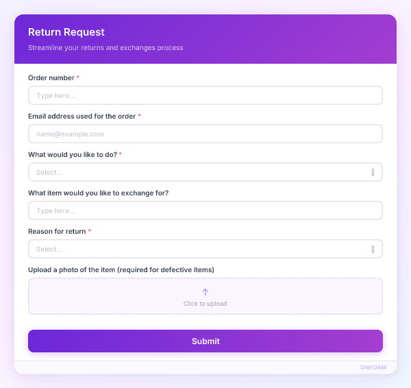 Return Request preview