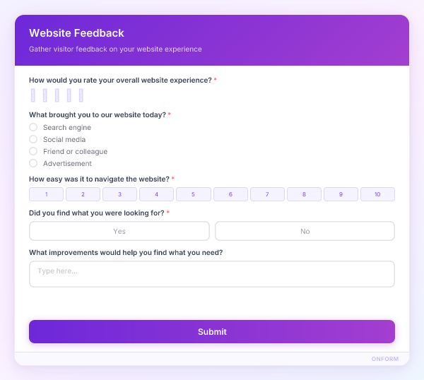 Website Feedback preview